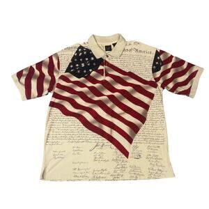 Vintage Cotton Traders Declaration of Independence  Golf Polo USA Flag XL